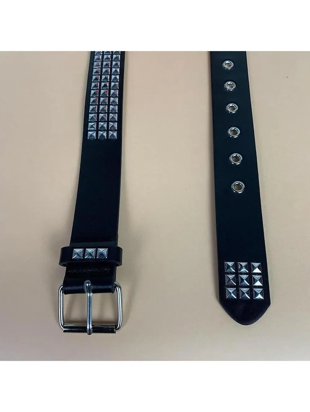 Vintage Y2K Black Punk Studded Diamond Belt